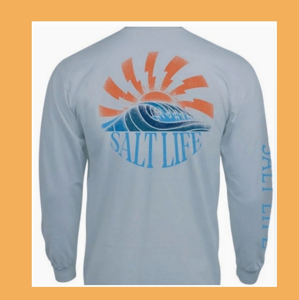 Salt Life Blue and Orange Long Sleeve Tee